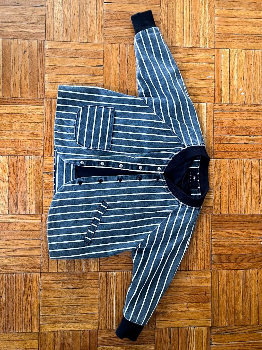 Toddler Jacket Meme Kids Striped Black White Size 2-4Y Unisex